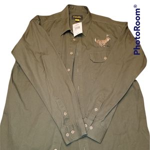 Cabelas Canvas Button Up Shirt with  Deer embroidery Men's Size Large
